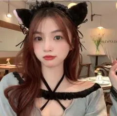 猫耳 カチューシャ　ブラック　鈴付き　ふわふわ　子供　大人　コスプレ　黒　ネコ耳