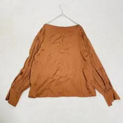 COLLAGE ブラウス テラコッタ 長袖 きれいめ 大人 上品　袖プリーツのサムネイル