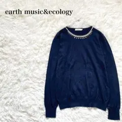 アースミュージックアンドエコロジー ウールセーター ニット ビジュー　パール