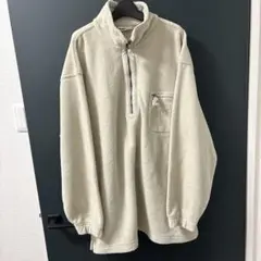 Reebok リーボック ハーフジップ フリース 刺繍ロゴ アイボリー