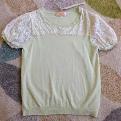 アプワイザーリランドチュールミニマム★サマーニットレースシースルー袖★爽やか上品