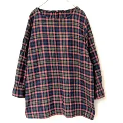 Golden Bear チェック柄 チュニック 七分袖 ピンク ネイビー