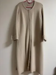 【中古】アプワイザーリッシェ　ふわふわニットロングコート　ピンクベージュ　2