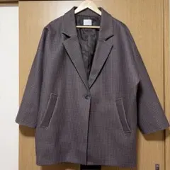 LOWRYS FARM ウーリーテックユルジャケット　ベージュチェック50