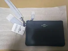 【新品】COACHリストレットポーチ　ブルーネイビー　レインボーロゴ