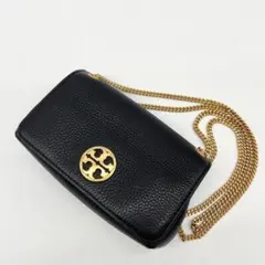 【極美品】トリーバーチ ショルダーバッグ 黒 レザー ロゴ金具 チェーン