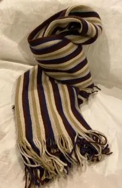 ストライプ ニットアクリル マフラー