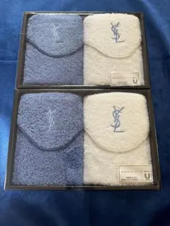 YSL タオルハンカチ 青白セット