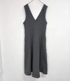 ユニクロ【M】ブラッシュドジャージージャンパースカート Vネック フレア