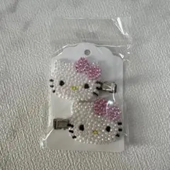 ハローキティ ビーズヘアクリップ 2個セット ストーンデコ キラキラ