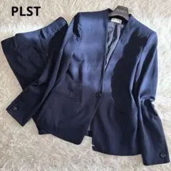 プラステPLST セットアップスーツ　ストライプネイビー M S 洗える