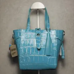 クロコダイル 2WAY ショルダーバッグ ハンドバッグ エメラルドブルー 