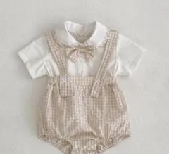 男の子用　フォーマルロンパース　ベージュ　80cm