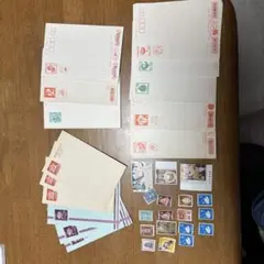 古い葉書類　計67枚、切手等18枚　　多様デザイン