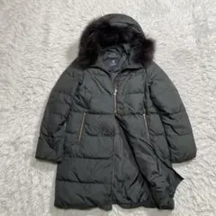 ナノユニバース　リモンタ　ダウンジャケット　ロング　グレー　S ラクーンファー