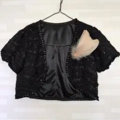 petit Poudre ブライダルケープ 羽根付き　ブラック　黒