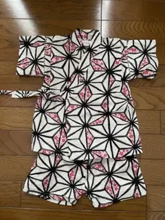 甚平 上下セット　麻の葉模様　女の子　90サイズ