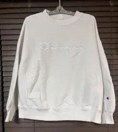 Champion ホワイト クルーネック スウェット