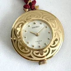 稼働品 SEIKO 花柄 ペンダントウォッチ チェーン付 手巻き時計 - メルカリ