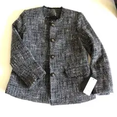 新品未使用⭐︎ノーカラーツィードジャケット 黒