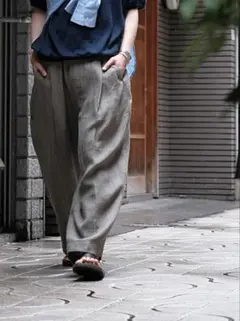 25SS haversack リネンピンストライプワイドイージーパンツ