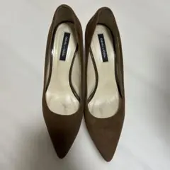 ブラウン スエード ポインテッドトゥ パンプス