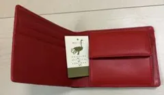 赤のオーストリッチレザー二つ折り財布 財布 メンズ 長財布 本革 オーストリッチ ラウンドファスナー 全20色 小物