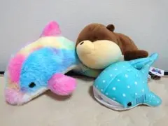 海遊館 仙台うみの杜水族館 ぬいぐるみ 3点セット ジンベエザメ イルカのサムネイル