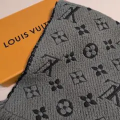 美品クリーニング済 Louis Vuitton ブラック マフラー フリンジ付き 