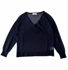 PINORE 長袖 カシュクール ニット ネイビー 40のサムネイル