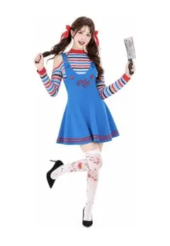 チャッキーコスプレ衣装 レディース ，Lサイズ ハロウィン ホラー仮装