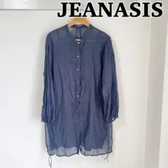JEANASIS ジーナシス　ワッシャーシアーバンドカラーシャツ　チュニックのサムネイル