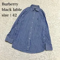 バーバリーブラックレーベル　メンズ　長袖シャツ　チェック　綿　ロゴ刺繍のサムネイル