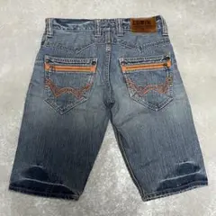 EDWIN デニムハーフパンツ ヴィンテージ加工 オレンジステッチ w30