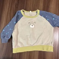 クマ刺繍 トレーナー 90cm ベージュ