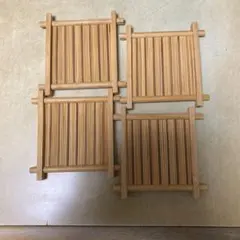 木製コースター 4枚セット ストライプ