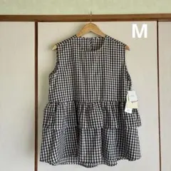 【新品】ギンガムチェック ティアード ノースリーブ 辻希美　中茶　Mのサムネイル