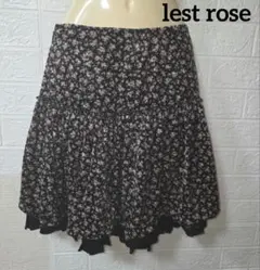 【lest rose】花柄フレアスカート 黒とピンク　サイズ２