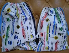 大きさ違いのマチなし巾着袋2枚セット