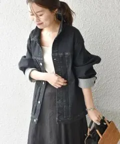 極美品✨定価１.２万❤️　ブラック　洗える　スーパーストレッチデニムジャケット◇のサムネイル