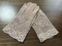 レース手袋 グローブ ピンク 網目編み