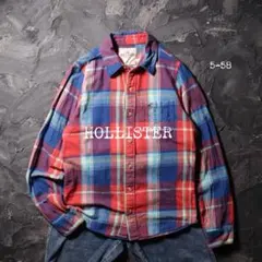 HOLLISTER ネルシャツ チェック　刺繍ロゴ　コットン