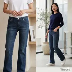 ★新品タグ付き★Theory セオリー【0】ブーツカットデニム 青 日本製 S