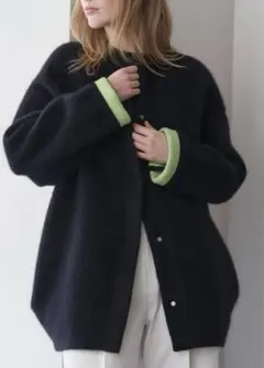 ラクーンミックスカーディガン　ブルー　新品 ELENDEEK カーディガン CNラクーンミックスダブルカーディガン