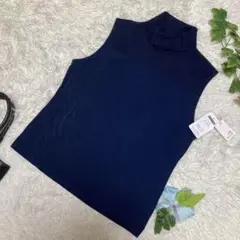 新品未使用　Sentire ノースリーブカットソー　ネイビー　タートルネック　L