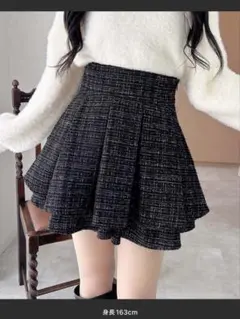 INGNI 【WEB限定】ツイードタックミニフレアスカート ブラック