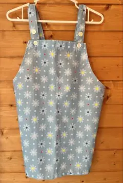 水色 花柄 キッズエプロン