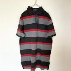【新品】　POLO RALPH LAUREN ポロシャツ　太ボーダー　グレー　Mのサムネイル