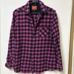 ユニクロFLANNELシャツ 紫×黒 チェックLサイズ