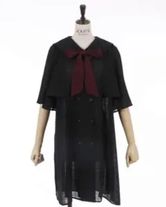 【美品】axes femme リボン付きセーラー襟ワンピース ブラック